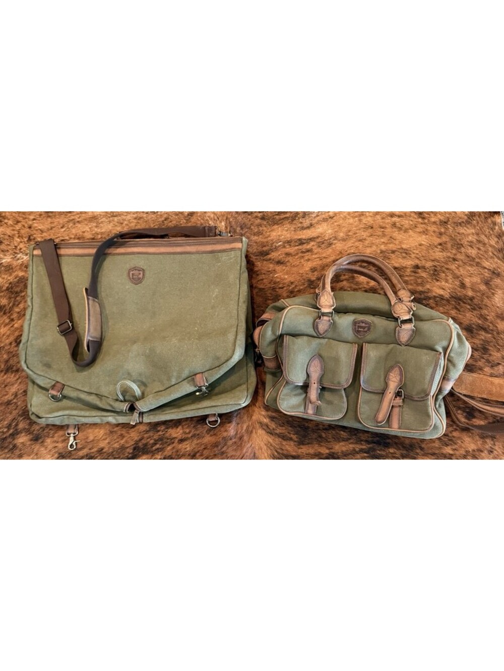 STS Ranchwear The Foreman Travel Lot Garment Bag & Weekender Duffle Set Green